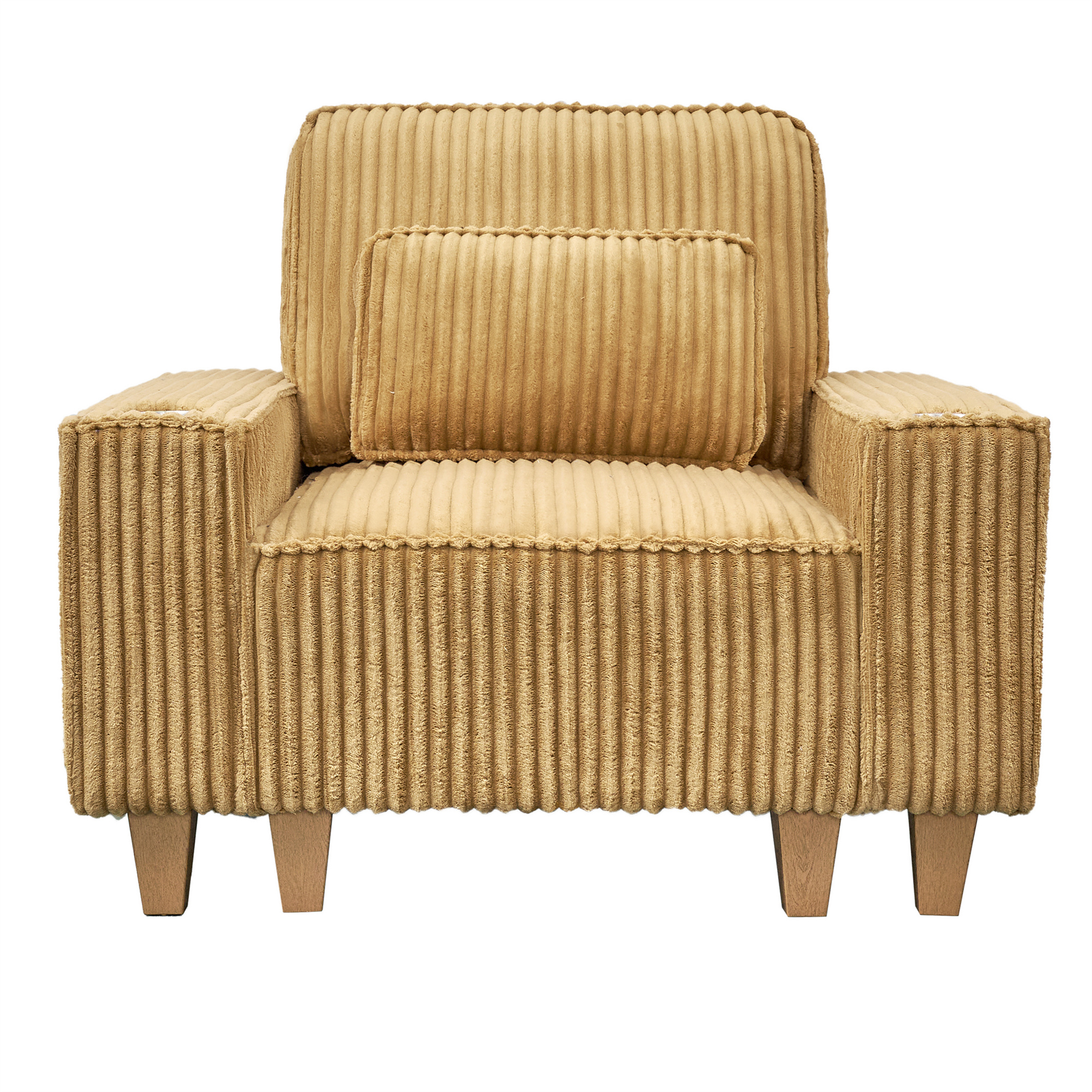 Aukfa 3 Piece Sofa Set - 43.5" Oversized Armchair Couch w/ Cup Holders&Pillows, Solid Wood Legs, Mustard
