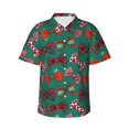 thumbnail image 1 of Balery red and green bow tie Camisas hawaianas de manga corta para hombre, camisas playeras de corte holgado, camisas de vacaciones con botones,Small, 1 of 7