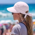 thumbnail image 4 of Helii Women 2 in 1 Convertible Sun Visor Hat with Ponytail Hole, Zipper Off Removable Crown Wide Brim UPF 50+ Beach Cap, Quick Dry Foldable Packable Summer Hat for Outdoor Light Violet,One Size, 4 of 8