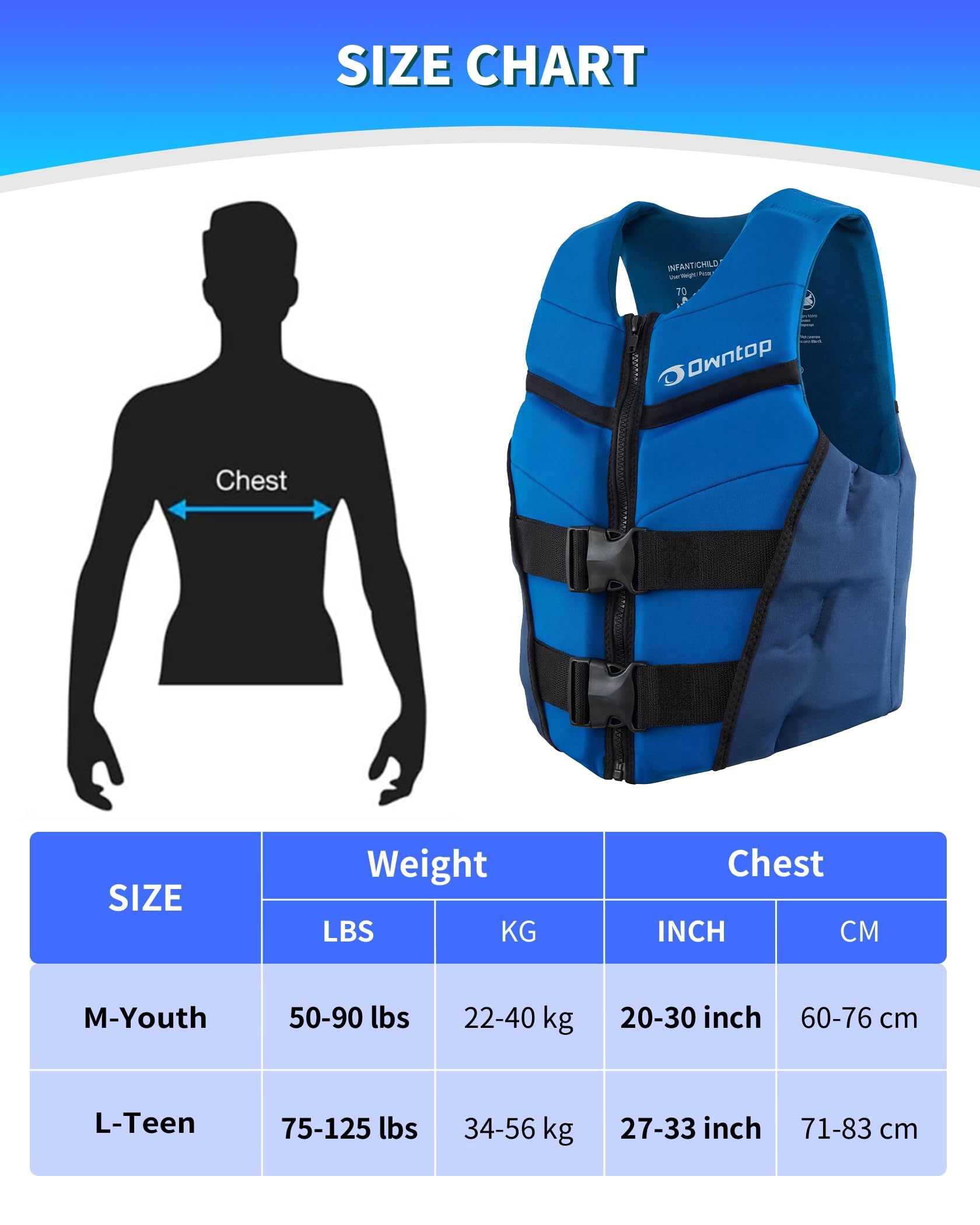 Swim Vest Life Jacket Youth,Adjustable Flotation Buoyancy Swimsuit Trainer Vests,Swimming Aid Jacket for Boys Girls,Kayaking Fishing Sailing Watersports,Fit for 50-125 lbs