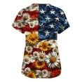 thumbnail image 6 of JoveMarine Women's V-Neck Short Sleeve Scrub Top with Pockets Independence Day Printed Work Blouse Spring Summer Casual Uniform for Daily Work Earthy Yellow L, 6 of 6