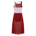 thumbnail image 2 of CHICTRY Girls Mesh Color Contrast Dance Dress Sleeveless Ballet Lyrical Dance Stage Performance Camisole Leotard Red 16, 2 of 7