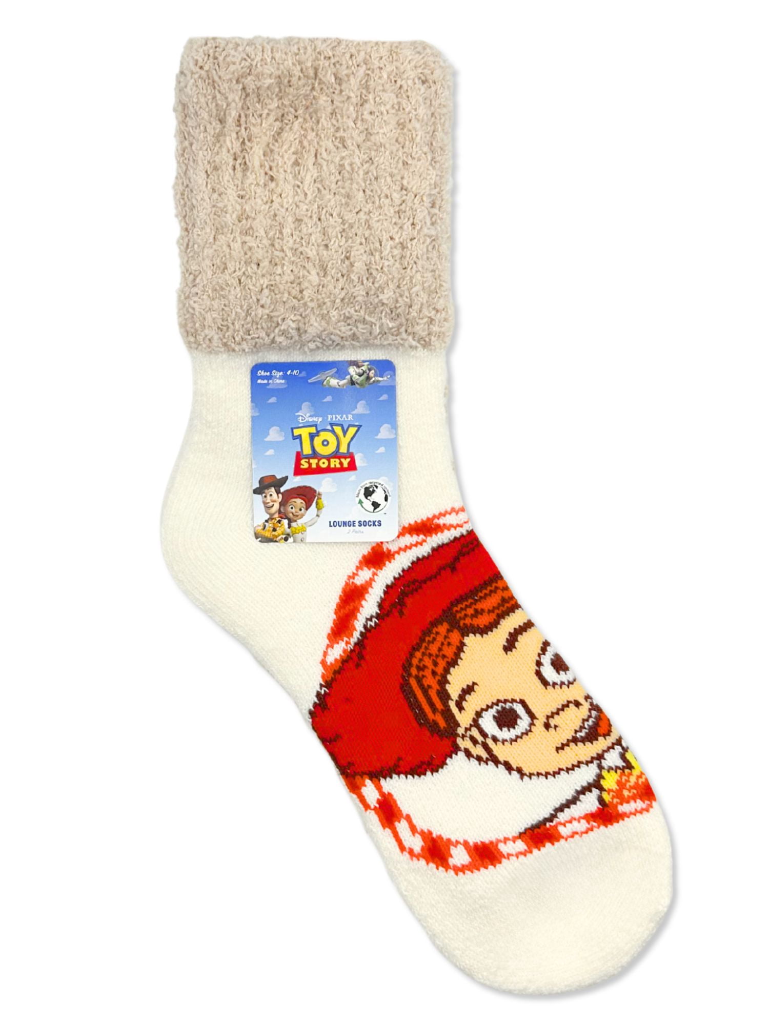 Disney Toy Story Women's Cozy Crew Socks, 2-Pack, Shoe Sizes 4-10