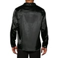 thumbnail image 3 of Unique Bargains Men's Satin V Neck Long Sleeves Button Down Prom Shirts M Black, 3 of 6