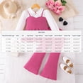thumbnail image 3 of 2 pieces Bnwani Girls Long Sleeve Sets Lapel Stretchy Solid Blouses And Pants Set Pink Size 5-6 Years, 3 of 9