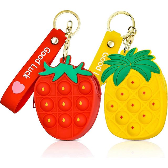 Monedero Pop, Bolsa, Juguete Antiestrés, Arcoíris, Fresas y Piñas, Bolsa Pop, Silicona, Antiestrés, Burbuja Pop, Juguete Sensorial, Útiles Escolares, Fiesta