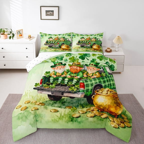 Feelyou Kid Rustic Gnome Twin Comforter Sets, Seasonal Spring Holiday Bedding Set, 2-Piece