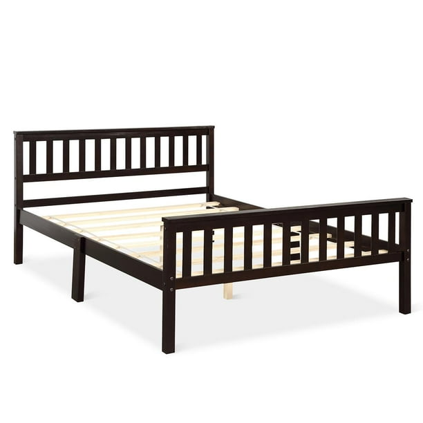 Giantex Pine Wooden Platform Bed Frame w/Headboard & Footboard, Solid