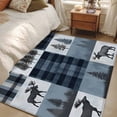 thumbnail image 5 of Navy Blue Plaid Large Area Rugs for Bedroom Living Room, Soft Non Slip Carpet Bedside Rug, Farmhouse Animals Tree Vintage Rectangular Floor Cover Kitchen Accent Rug 4'x6' for Dining Room/Office, 5 of 9