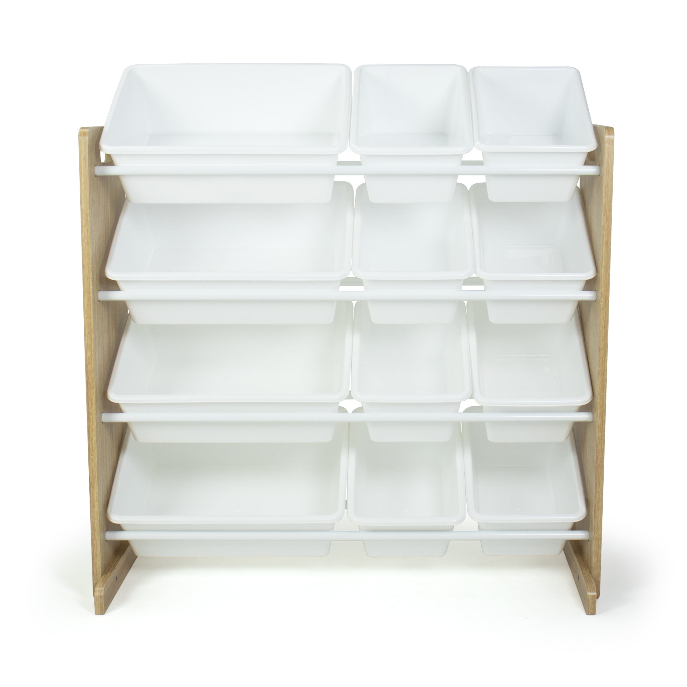 Humble Crew Journey Kids Toy Storage Organizer with 12 Storage Bins, Natural Wood/White