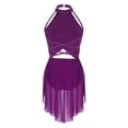 thumbnail image 3 of Alvivi Women Lyrical Dance Costume Contemporary Dancing Dress Flowy Tulle Skirt Leotard Purple L, 3 of 6