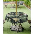 thumbnail image 4 of Fsddascl Palm Tree Leaves Outdoor Tablecloth - 54 Inch Round Dining Table Cover, Summer Tropical Green Botanical Waterproof Outdoor Table Cloth with Umbrella Hole & Zipper for Picnic/Patio/Party, 4 of 7