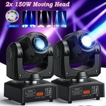 2-Pack 150W RGBW Moving Head Lights, 8 Gobos & 8 Colors, DMX/Sound Active for DJ Stage Party Lighting