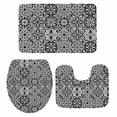 thumbnail image 2 of Abstract Floral Bathroom Rugs Set Retro Gray Black Geometric Texture Ornate Vintage Non Slip Absorbent Soft Bath Mats 3 Piece Set with Bathroom Rug, U-Shaped Floor Mat, Toilet Seat Cover Small Size, 2 of 9
