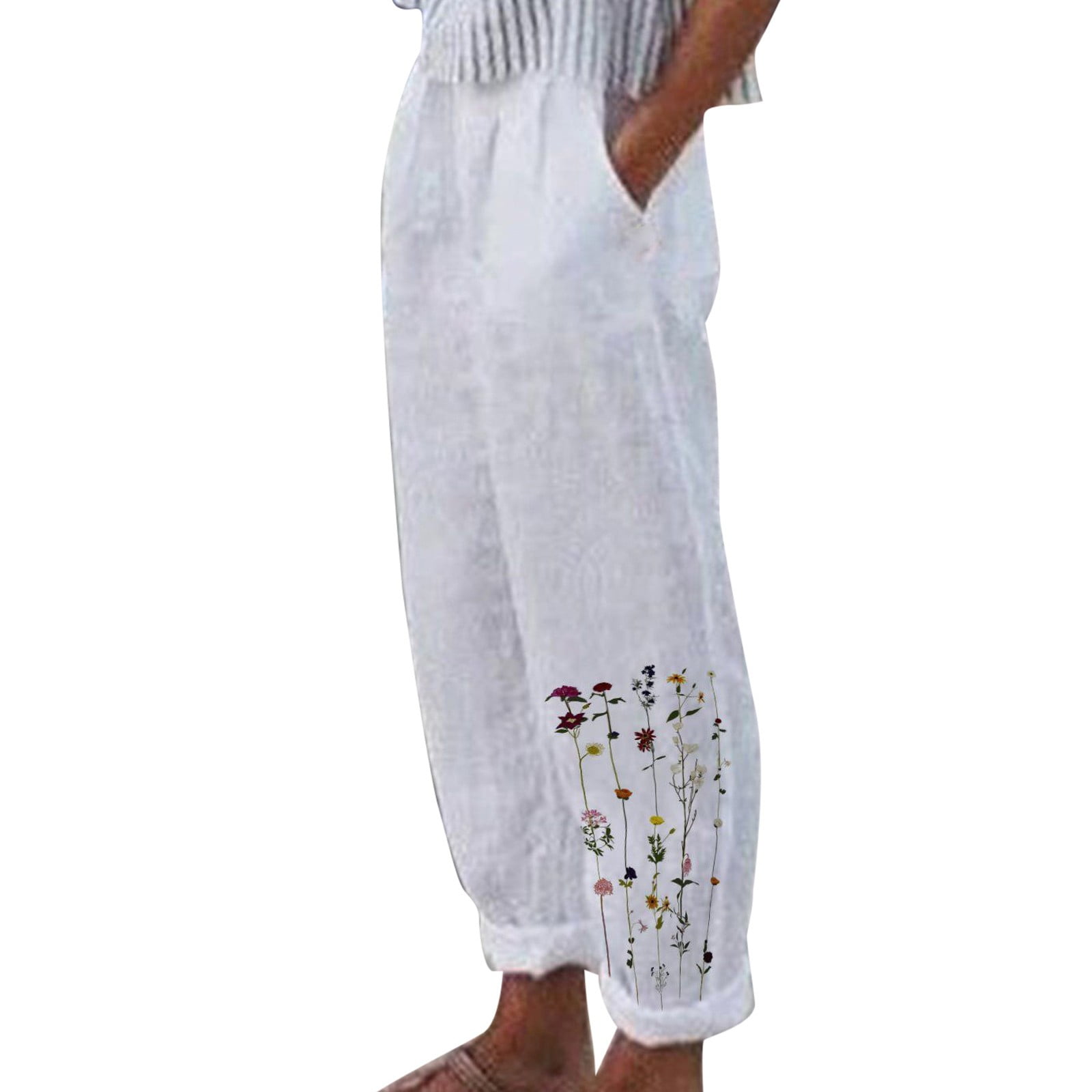 flash print loose straight pants