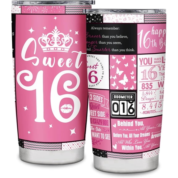 Sweet 16 Gifts for Girls Tumbler,16th Birthday Gifts for 16 Year Old Girl,Teen Girl,16th Birthday Decorations,Coffee Cup 20oz