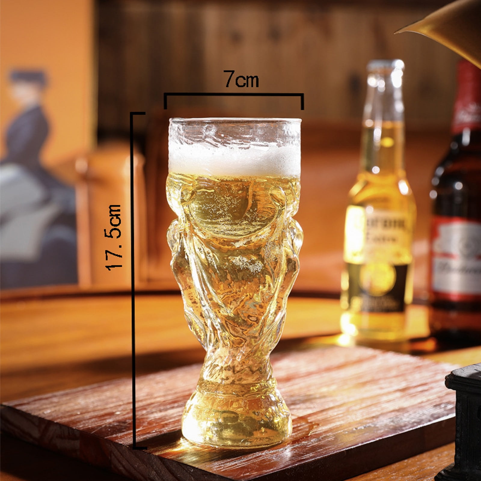 High Quality Creative Transparent Football Beer Glass Handle Cup