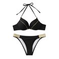 thumbnail image 1 of Mujer Cómodo sólido con almohadillas en el pecho con soporte de acero Seaside Beach Swim Bikinis Set Traje de baño dividido OAVQHLG3B Store lin121212, 1 of 3