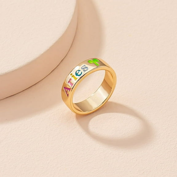 Unisex Constellation Ring Adjustable Metal Zodiac Sign Ring European and American Fashion Ring Aries Leo Virgo Sagittarius Capricorn Libra Aquarian Cancer Scorpio Gemini Pisces Taurus