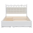 thumbnail image 4 of New White Queen Size Storage Platform Bed w/ Twin-XL Trundle & USB Ports – Modern Wood Bed Frame with 2 Drawers & Built-In Power Outlets, 4 of 10