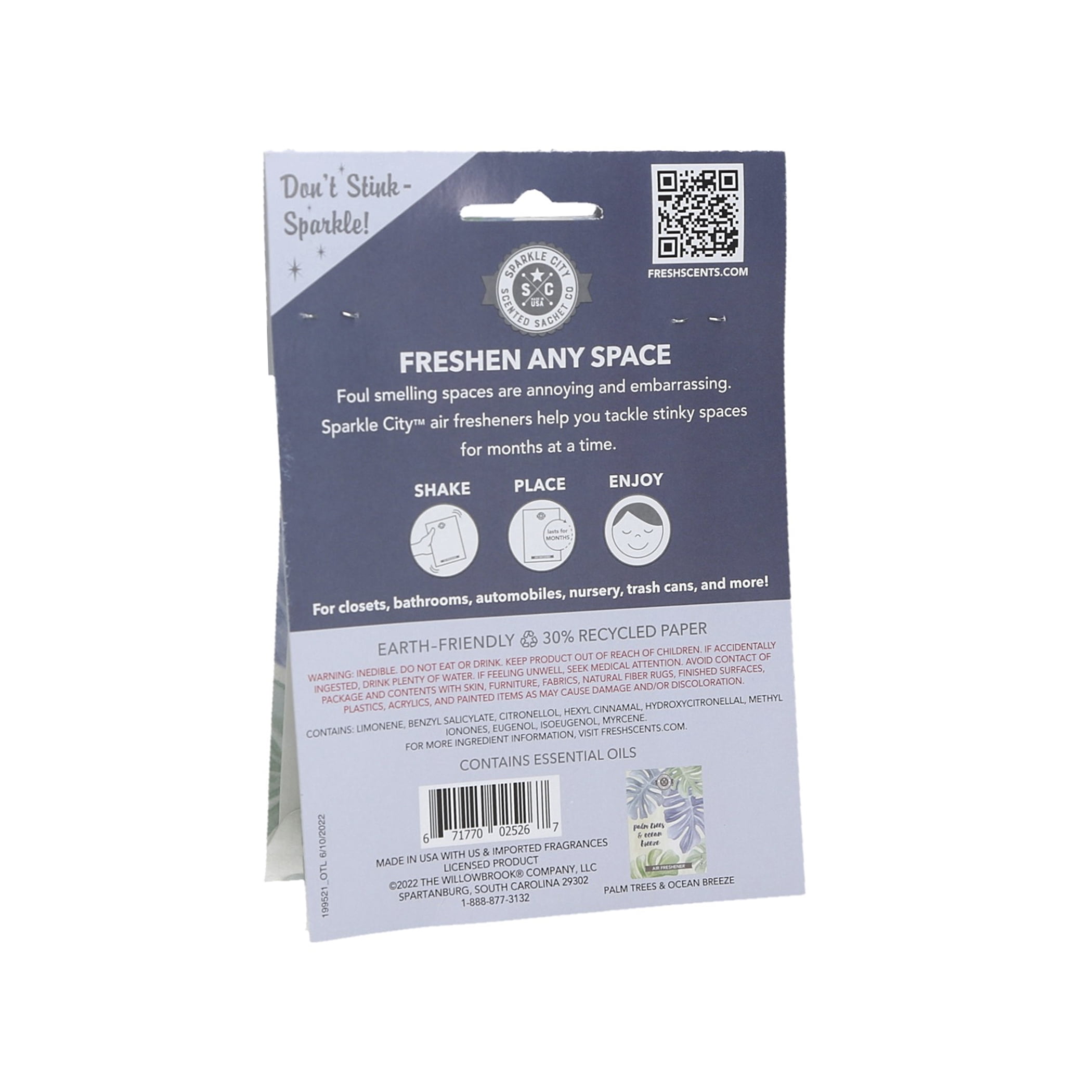 Sparkle City Scented Sachet 2 Pack, Palm Trees & Ocean Breeze