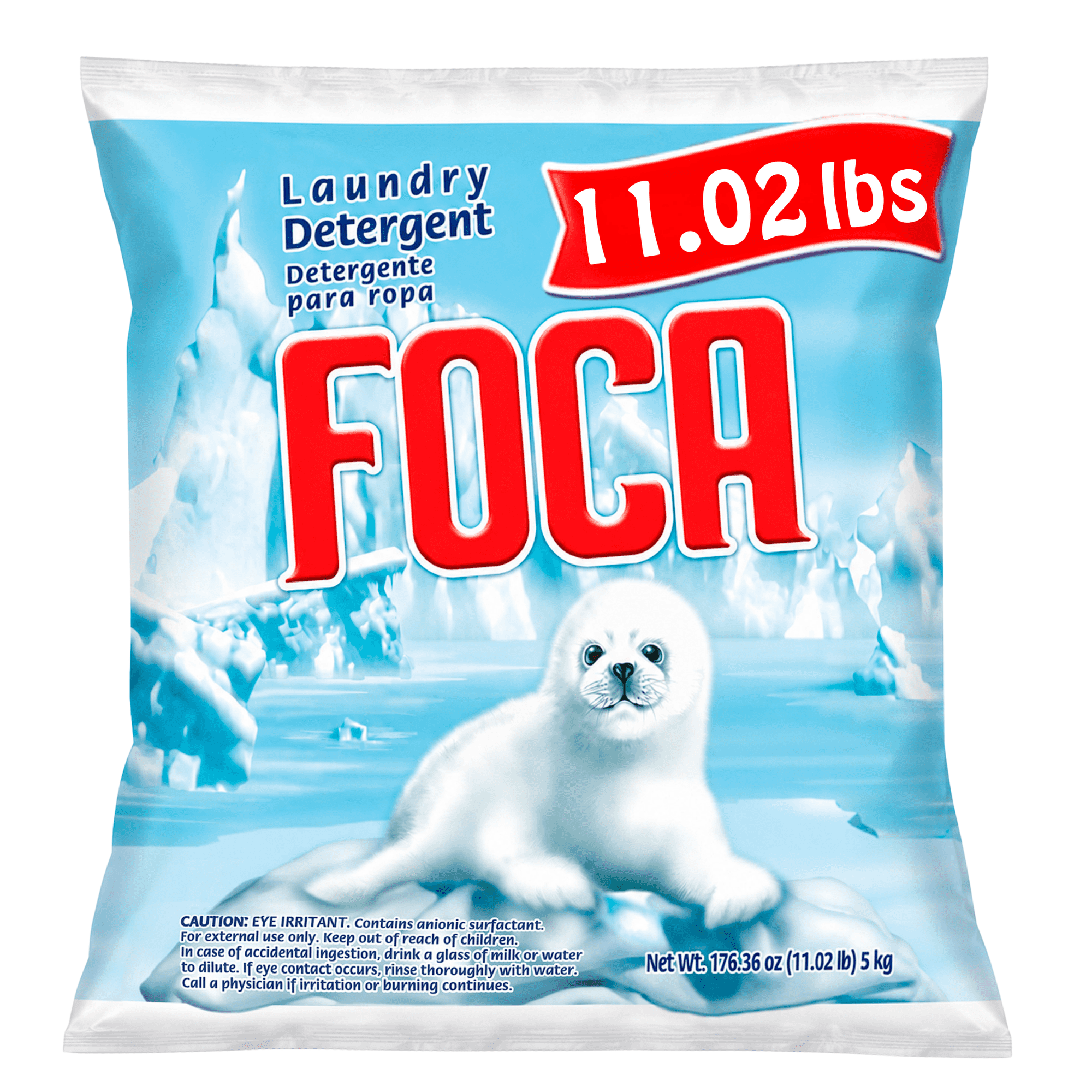Foca Powder Laundry Detergent for Tough Stains, Enzyme Formula, 11.02 lbs