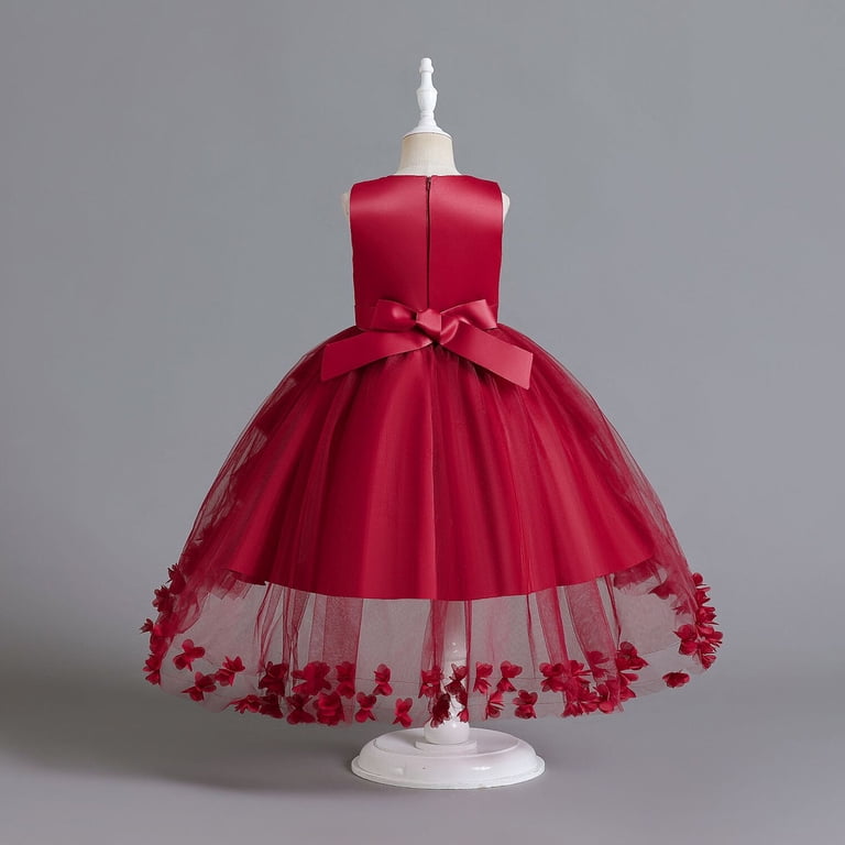 Fairy Cute Girls' Flower Girl Dress - Sleeveless Hi-Low Ball Gown For Wedding, Pageant & Party (Size 4-5, Pink)