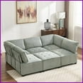 thumbnail image 2 of Modern Mint Green Corduroy Modular Sectional Sofa - 6-Seat U-Shaped with Reversible Chaise, Removable Covers for Living Room, 2 of 22
