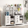 thumbnail image 2 of Livofloral Vertical File Cabinet with Charging Station, Filing Cabinets for Home Office, Large Printer Stand with Open Storage Shelves, 3 Drawer Filing Cabinet with Lock fits Letter/A4 Size, White, 2 of 9