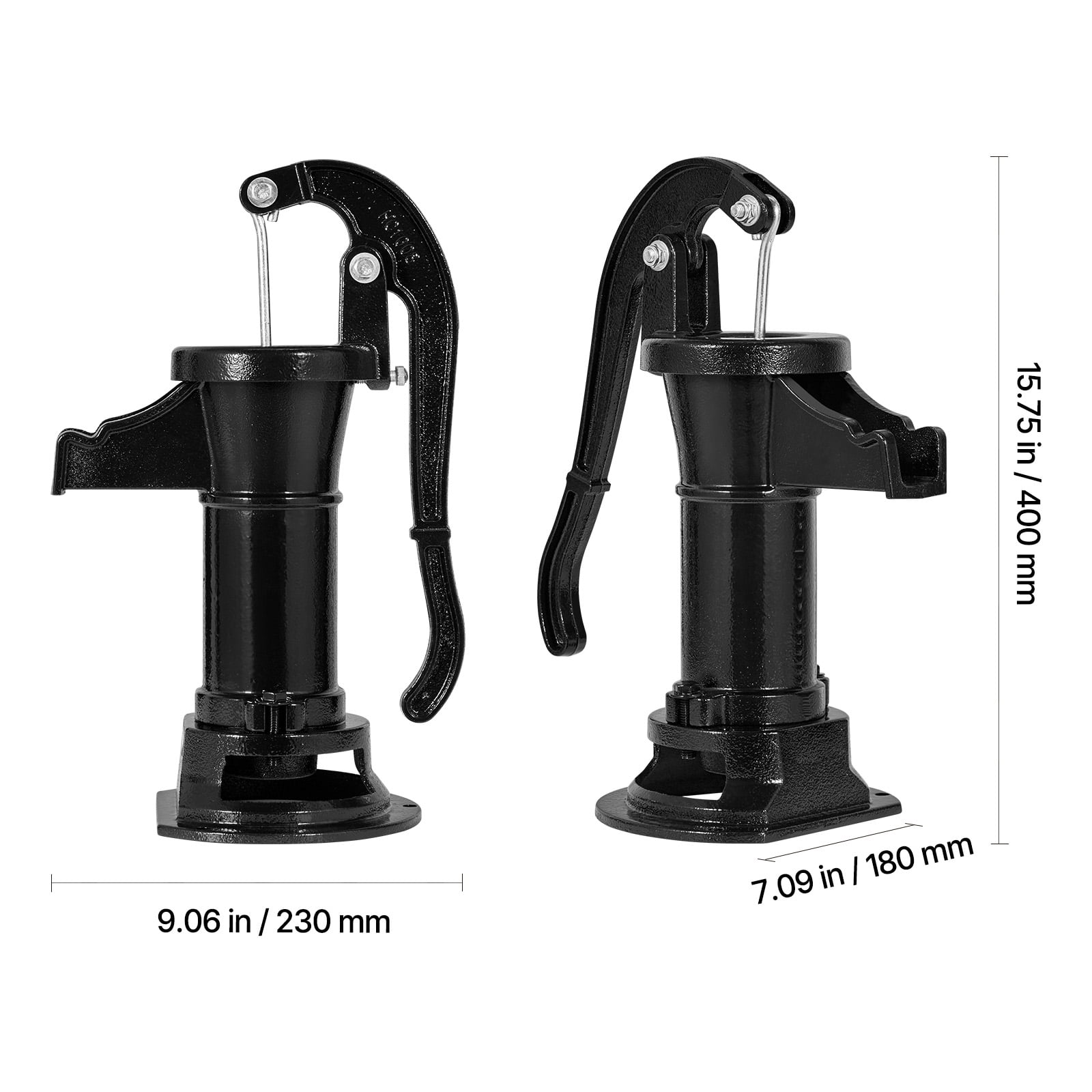 KFFKFF Cast Iron Hand Well Pump, 25 ft Max Lift, Antique  Pitcher Pump with 1-1/4 in NPT Connection, Manual Water Pump for Outdoor Gardens, Ponds, Backyards, and Farms, Black