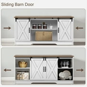 Catrimown Farmhouse Coffee Bar Cabinet with Storage, 58 Sideboard Buffet Cabinet with Storage, Sideboard Cabinet for Living Room, White