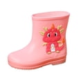 thumbnail image 1 of PEASKJP Rain Boots Boys Round toe, Block Heel Platform Rubber Outsole Ankle-High Work Boots, Pink 16, 1 of 5