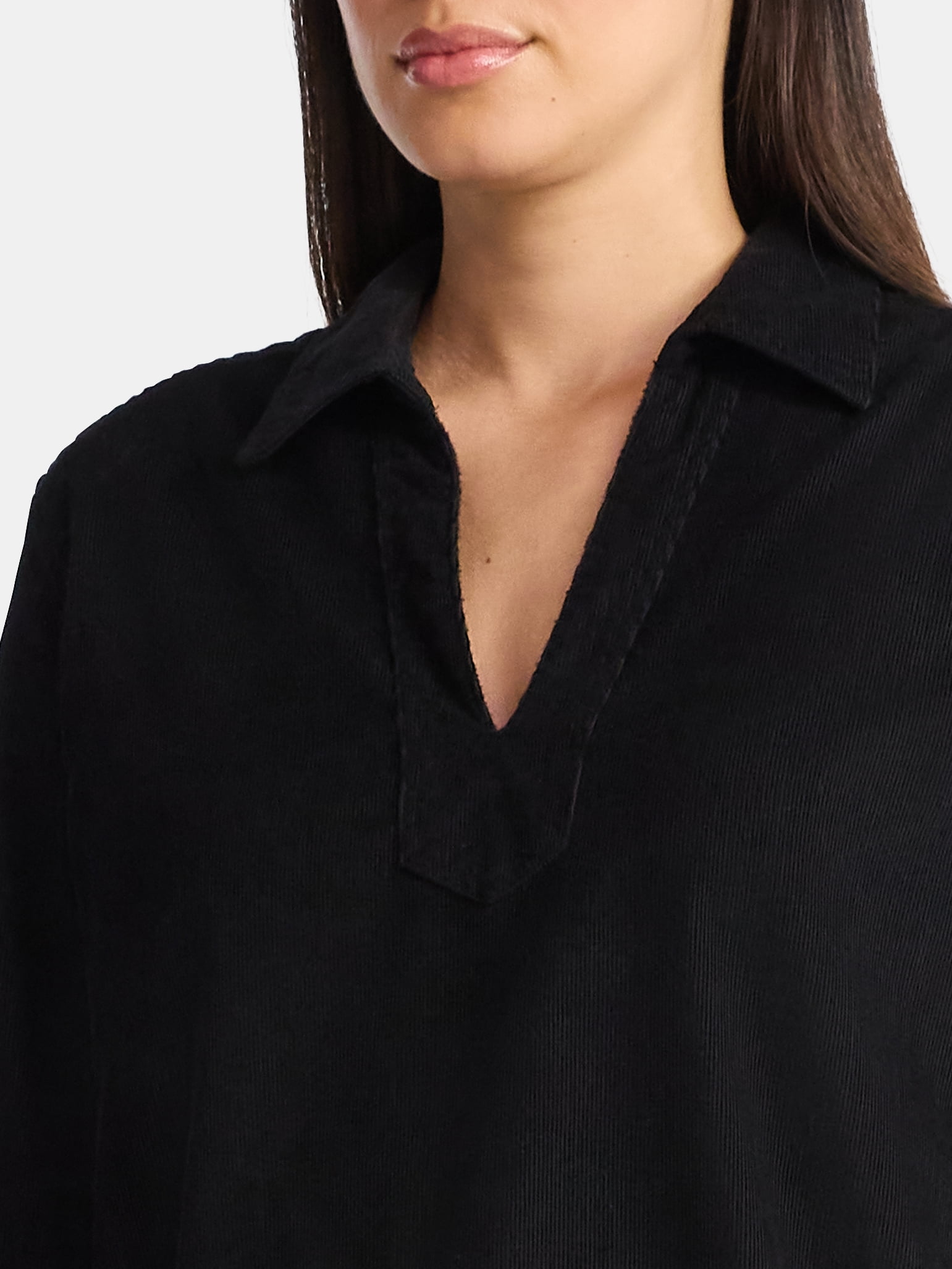 Time and Tru Women's Cotton Corduroy Popover Shirt with Long Sleeves, Sizes XS-XXXL