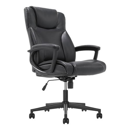 Bowery Hill Adjustable Height Modern Faux Leather Office Chair in Black