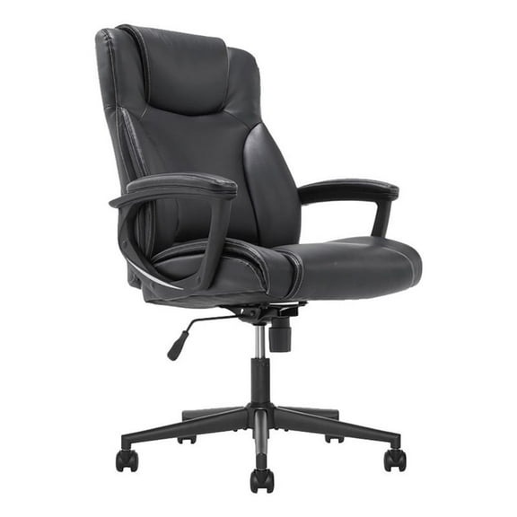 Bowery Hill Adjustable Height Modern Faux Leather Office Chair in Black