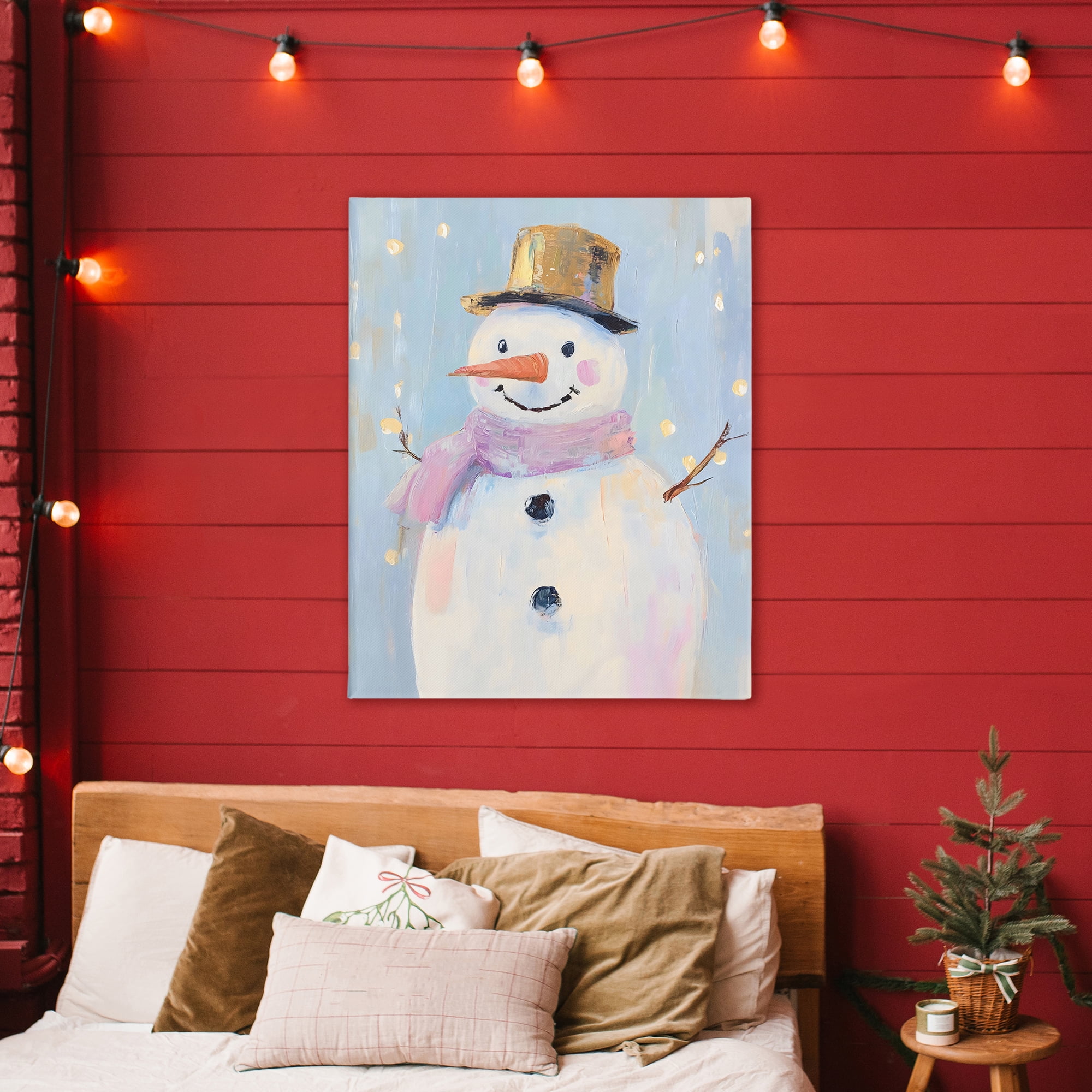 Stupell Industries Cheerful Pastel Snowman Canvas Wall Art, design by The Prints Vibe