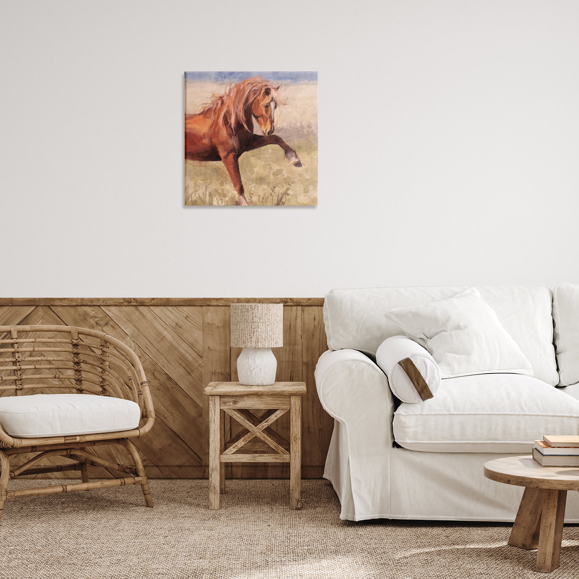 Stupell Industries The Red Stallion Portrait Animals & Insects Painting Gallery Wrapped Canvas Art Print Wall Art, 24 x 24