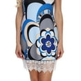thumbnail image 4 of Women's Flower Printed Crochet Trim Mini Dress, 4 of 4
