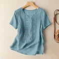 thumbnail image 4 of MEICHEN Women's Fashionable Casual Solid Color Pleated Cotton and Linen Tops Shirts and T Shirts Womens Summer Essentials Tops, 4 of 7