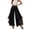 Black, variant on Women's High-Waisted Chiffon Palazzo Pants with Gold Trim - Tiered Ruffle Wide Leg Trousers, Flowy Boho Culottes for Summer Black XXL