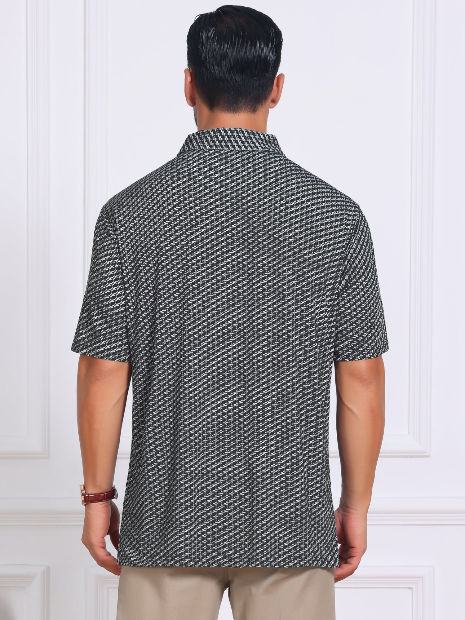 DARING DIVA Men's Printed Short Sleeve Lightweight Breathable Polo Shirts XL Dark Gray