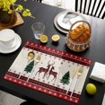 thumbnail image 2 of Rdsfhsp Merry Christmas Checkered Deer Christmas Tree Placemat for Dining Table, 12 x 18 Inch Seasonal Winter Xmas Holiday Rustic Vintage Table Mats Set of 4, 2 of 5