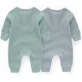 thumbnail image 3 of ZAV Solid Unisex Baby Boy Girl Rompers 2 Pack Long Sleeve Jumpsuits Infants Clothes Outfits, 3 of 8