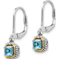 thumbnail image 2 of 14K/Silver Two-Tone Sterling Silver With 14K Blue Topaz Earrings (24 X 7) Made In Thailand qtc800, 2 of 5