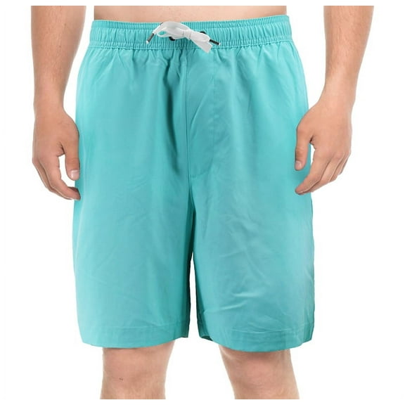 Men's Swim Shorts Tropical Swimwear Elastic Waist Drawstring Swimming Trunks (Aqua, S)