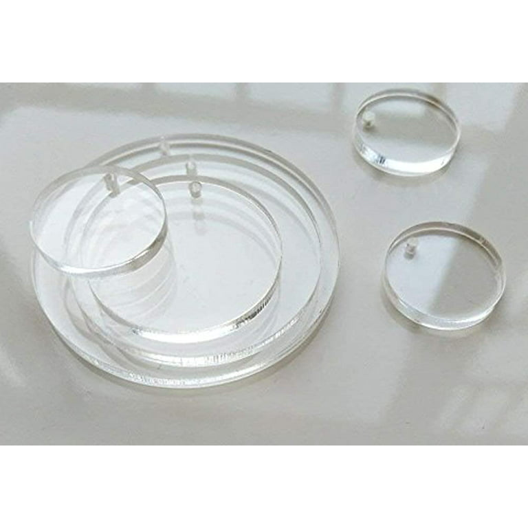 (15 Pack) Clear 1/8 inch Acrylic Discs with Hole - Circle, Round, Sheet, (4)