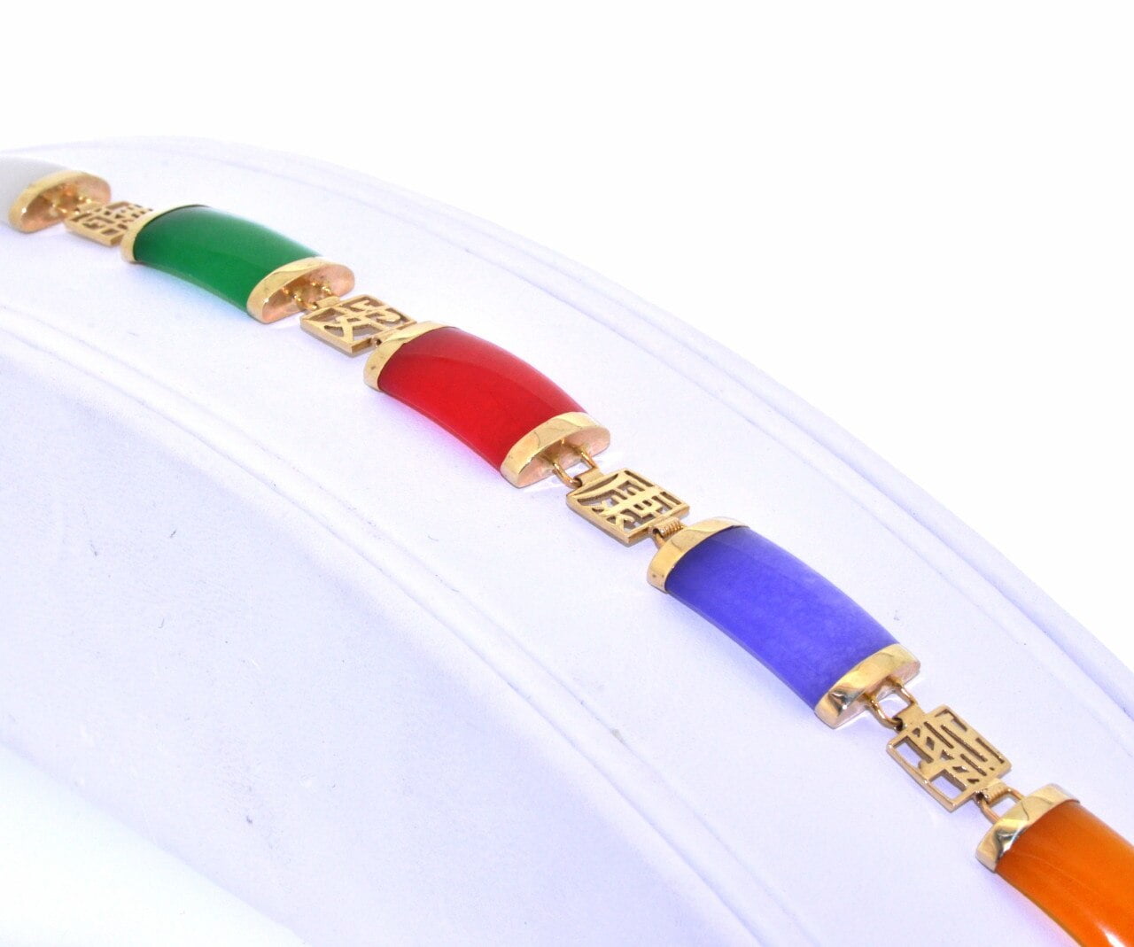 SBC - 14K Yellow Gold 7" Multicolored Jade Bracelet - Walmart.com