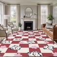 thumbnail image 2 of Area Rug 72×108in, Japanese Lucky Cat Pink Floral Floor Carpet Living Room Rug, Vintage Red Buffalo Plaid Non-Slip Welcome Mat Indoor Rugs for Bedroom Dining Room, 2 of 9