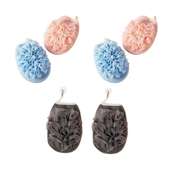 6 Piece Bath Exfoliator Set Gentle Dual-Sided Shower Scrubbing Sponge Tool