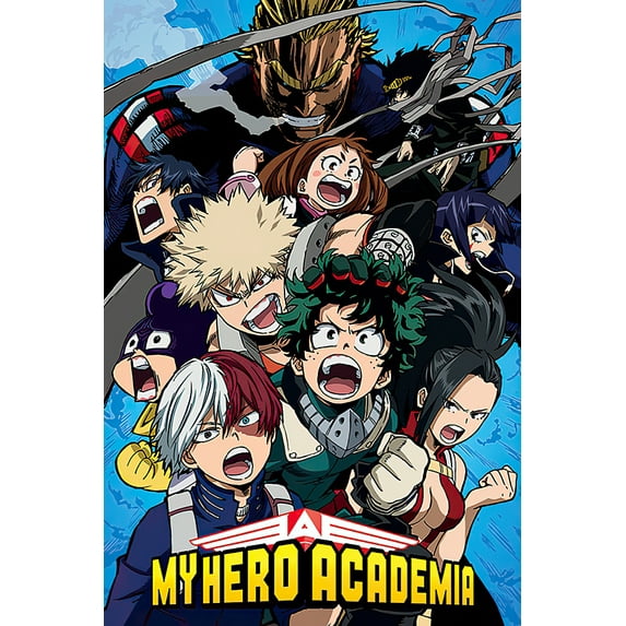 My Hero Academia - Manga Anime TV Show Poster (Cobalt Blast Group) (Clear Poster Hanger)